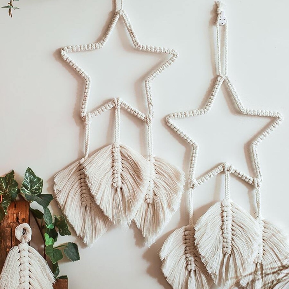 Star Wall macrame tassel boho dreamcatcher Decor - Picture 3 of 5